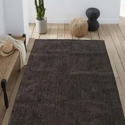 Saral Home Dark Brown Cotton Anti-Skid Carpet - Set of 1-image-66