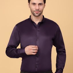 KLOTTHE Spread Collar Satin Formal Shirt-image-26