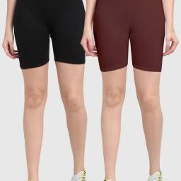 Gracit Black & Brown Cotton Sports Shorts - Pack Of 2-image-35