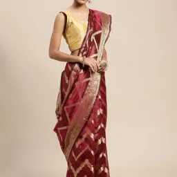 Blissta Purple Striped Kanjeevaram Saree With Unstitched Blouse-picture-45
