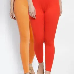 Gracit Orange Mid Rise Leggings - Pack Of 2-image-19