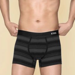 XYXX Smoke Black Cotton Regular Fit Striped Trunks-picture-19