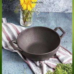 The Indus Valley Black Cast Iron 25 cm Non-Stick Kadai (3 L) - Set of 1 image 1