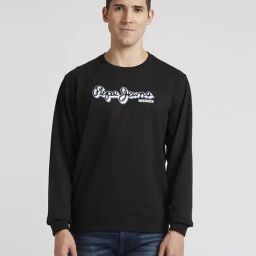 Pepe Jeans Black Cotton Regular Fit Printed Sweatshirt-image-6