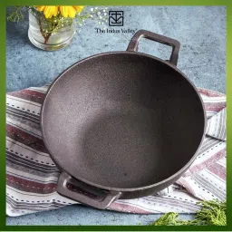 The Indus Valley Black Cast Iron 25 cm Non-Stick Kadai (3 L) - Set of 1 image 2