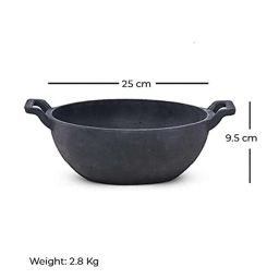 The Indus Valley Black Cast Iron 25 cm Non-Stick Kadai (3 L) - Set of 1 image 4