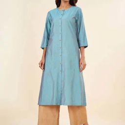 Rangmanch by Pantaloons Blue Embellished A Line Kurta-image-79