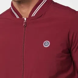 Spykar Wine Red Shell Jacket With Contrast Rib Tipping & Branded Label At Chest image 4