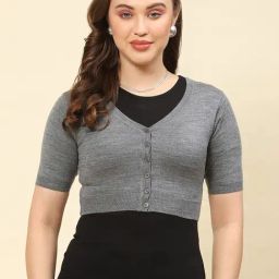 Monte Carlo Grey Wool Textured Crop Cardigan-0