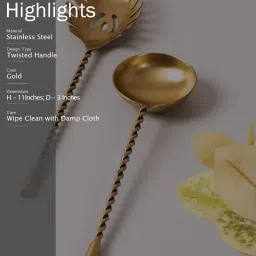Nestroots Salad Serving Spoons with Long Twist Handle Set of 2 for Dining Table Kitchen Gold image 5