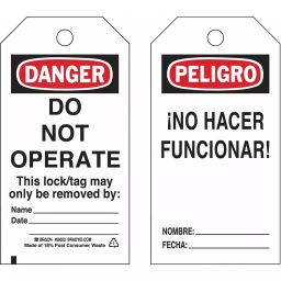 BRADY Rectangle Danger Bilingual Tag, 3VAV4-image-37