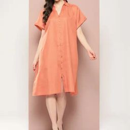Qurvii Salmon Orange Shirt Dress-picture-13