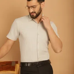 Indian Needle Cream Regular Fit Striped Shirt-image-107