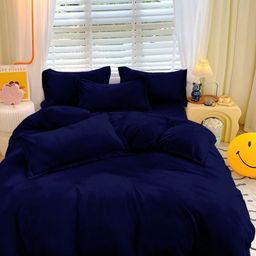BREVARD Navy Blue Wool 260 TC Queen Bedsheet Set 2.54 m x 2 .28 m-image-17