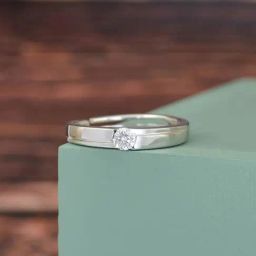 Ornate Jewels 925 Silver 0.5 Carat AD Solitaire Adjustable Engagement Ring for Men & Boys-image-93