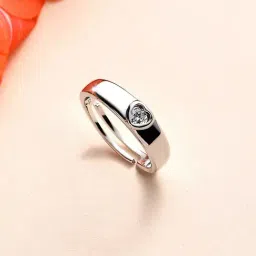Ornate Jewels 925 Silver 0.2 Carat AD Heart Solitaire Adjustable Ring for Women & Girls-picture-0