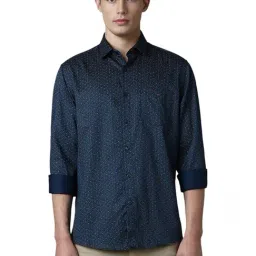 Louis Philippe Navy Cotton Slim Fit Printed Shirt-picture-15