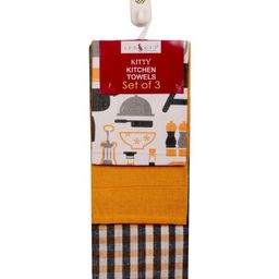 LEOSOFT 3Pcs White & Yellow Printed Cotton Kitchen Towels-13