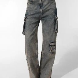 Only Blue Cotton Relaxed Fit Mid Rise Cargo Jeans-image-97