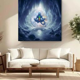 999Store Blue Canvas Serene Multi-Armed Shiva Painting-29