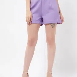 Magre Lavender Solid Shorts-image-50