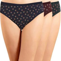 IN CARE Navy & Maroon Cotton Printed Bikini Panties - Pack Of 3-picture-23