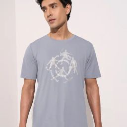 Ajile By Pantaloons Blue Regular Fit Printed Sports T-Shirt-image-33
