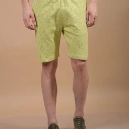 Crimsoune Club Green Cotton Blend Regular Fit Floral Shorts-45