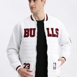SHOWOFF White Nylon Slim Fit Self Jacket-image-48