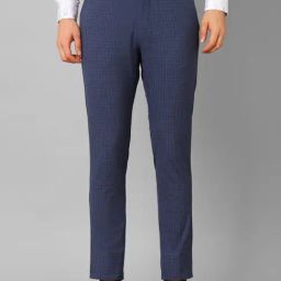 Louis Philippe Sport Navy Slim Fit Checks Trousers-picture-12