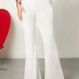 Kotty White Regular Fit High Rise Trousers-image-68