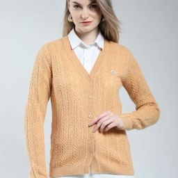 Monte Carlo Orange Wool Self Design Cardigan-23