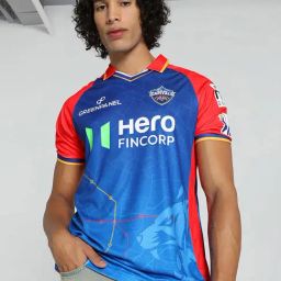Puma DC Authentic 2024 Red & Blue Regular Fit Cricket Jersey-image-95