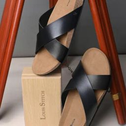 Louis Stitch Men's Jet Black Cross Strap Sandals-picture-14