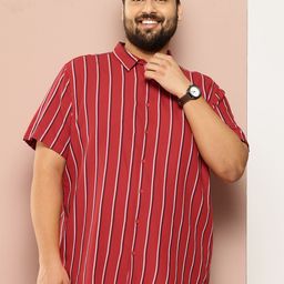 Sztori Men Plus Size Striped Casual Shirt-4