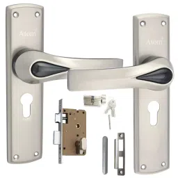 Atom MH-O57-CY-BLK-OSK 203 mm Black Matt Finish Mortise Door Handle Set with Lock Body-9