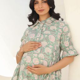 Janasya Women Floral Printed Floral Maternity Kurta-picture-21