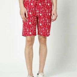 Crimsoune Club Red Regular Fit Printed Cotton Shorts-picture-8