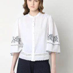 Vero Moda White Cotton Regular Fit Shirt-image-95
