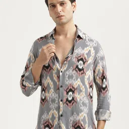 Blu MNKY Men Smart Slim Fit Printed Casual Shirt-picture-10