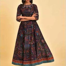 W Blue Printed Maxi Dress-image-37