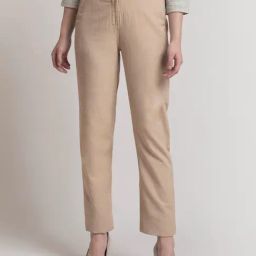 FableStreet Beige Cotton Trousers-image-82