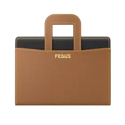 FEDUS Professional File Folders 10 Leafs Foolscap Size Leatherette with Hidden Handle Brown & Black-image-2