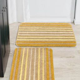 Saral Home Geometric Yellow Microfibre Antiskid Bath Mat-image-6