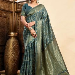 HERE&NOW Woven Design Zari Silk Blend Paithani Saree-picture-51