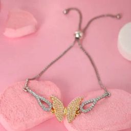 Clara 92.5 Sterling Silver Adjustable Anti Tarnish Swiss Zirconia Butterfly Bracelet for Women-image-75