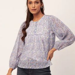 Moomaya Violet Floral Print Top-image-28