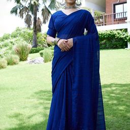 K 5 Fashion Ethnic Motifs Beads and Stones Pure Chiffon Ready to Wear Saree-image-37