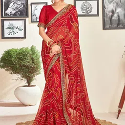 all about you Bandhani Sequinned Pure Georgette Bandhani Saree-image-78