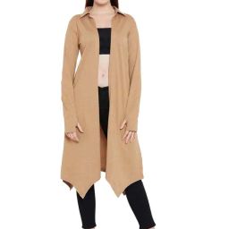 Hypernation Khaki Full Sleeves Shrug-image-14